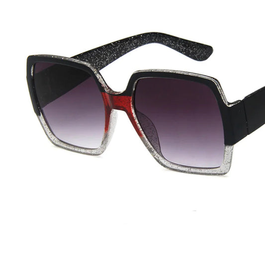 Colorful Glitter Retro Sunglasses with Large Frames