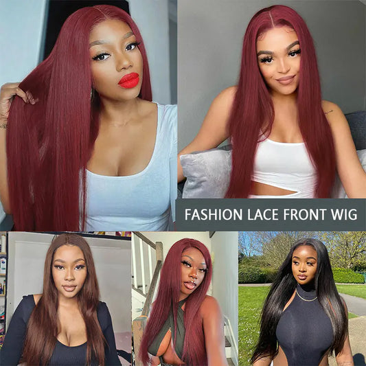 Women's Lace Front Long Straight Wig with Head Cover