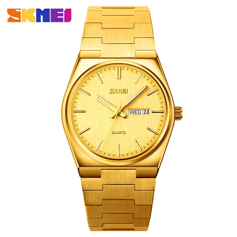 Stylish Men's Steel Band Quartz Watch with Calendar