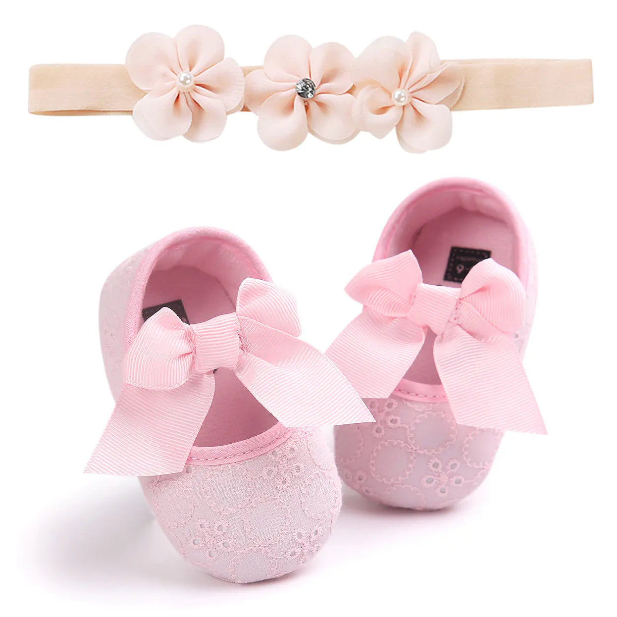Baby Gift Box with Three Flowers, Shoes, and Headband