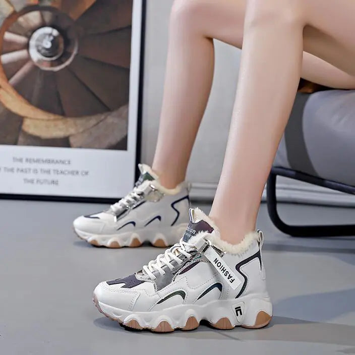 Women's High-Top Velvet Sports Shoes for Cold Weather