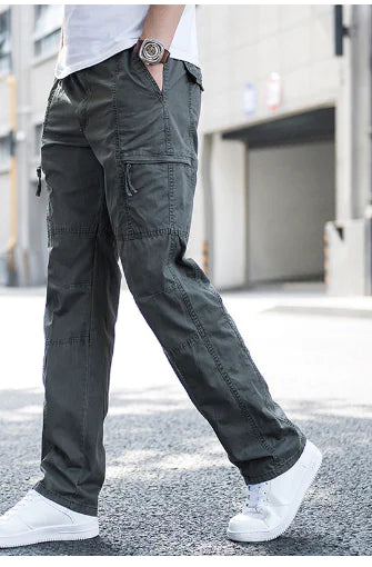 Relaxed Casual Cargo Pants with Multiple Pockets (One Piece)