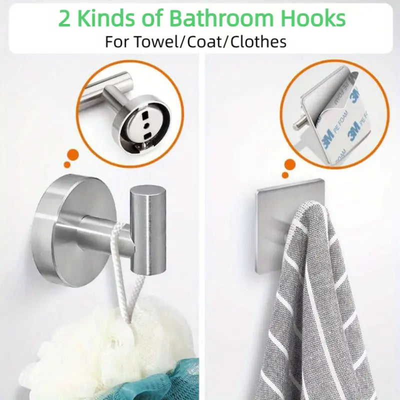 5pcs Matte Black Bathroom Hardware Set, Stainless Steel