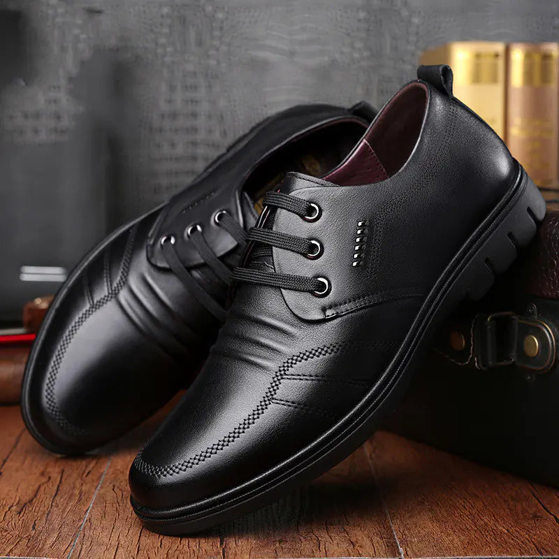 Men's Business Casual Leather Shoes with Breathable Laces