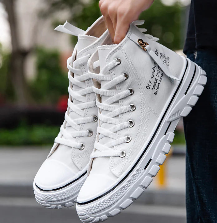 Men's High Top Canvas Sneakers in Blue and Black