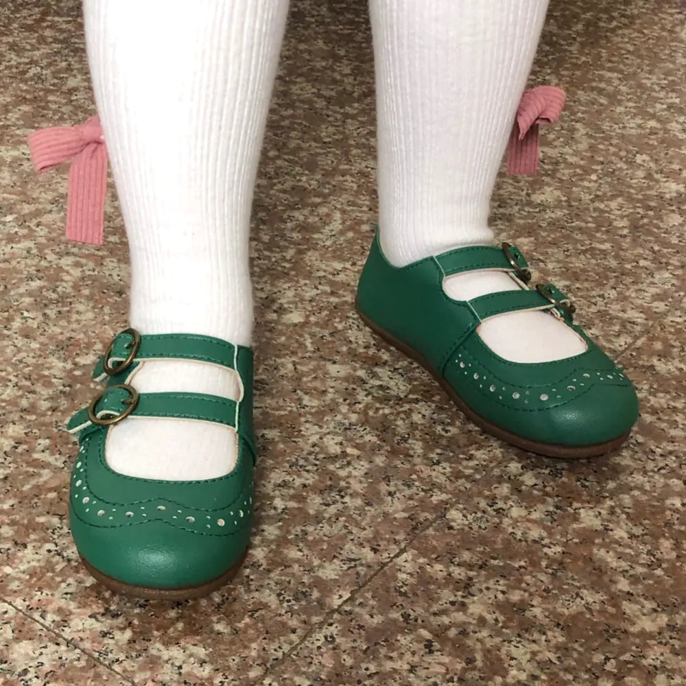 Kids Retro Hollow Leather Loafers - Non-Slip Casual Shoes