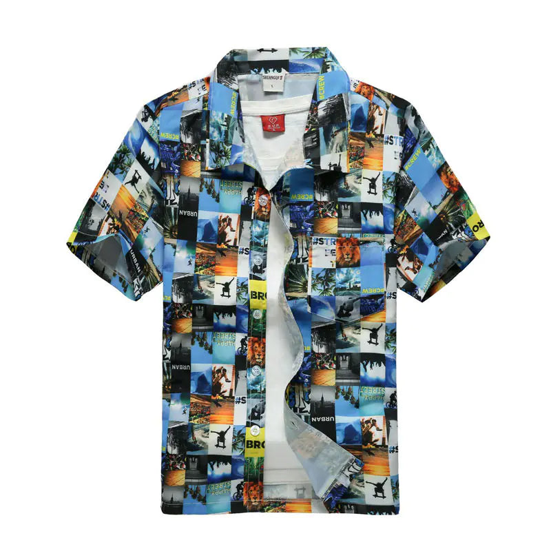 2023 Men's Hawaiian Print Short Sleeve Quick Dry Shirt