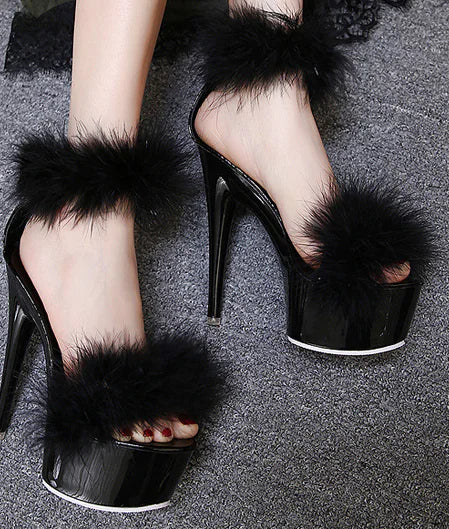 Furry Women's High Heels with Platform for Nightclub