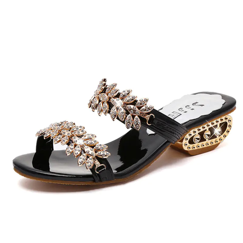 Women's Mid-Heel Floral Sandals and Slippers