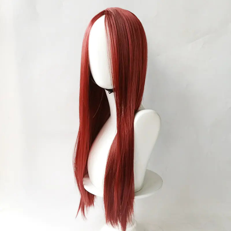 Fashionable Burgundy Long Wig with Bangs for Women