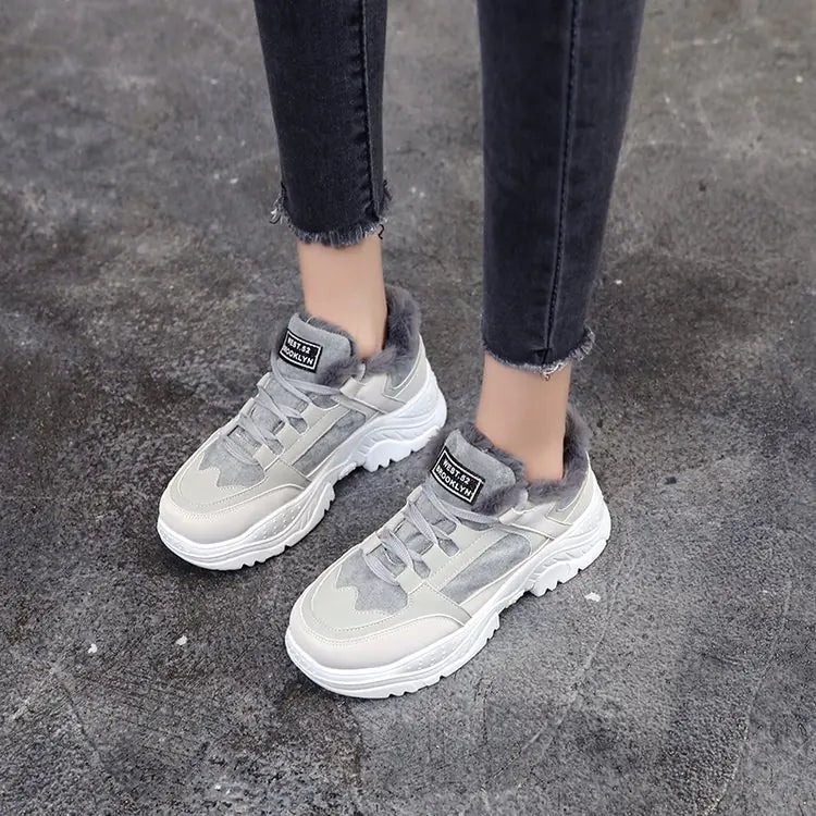 Women's Casual Thick Sole Sneakers - Korean Style