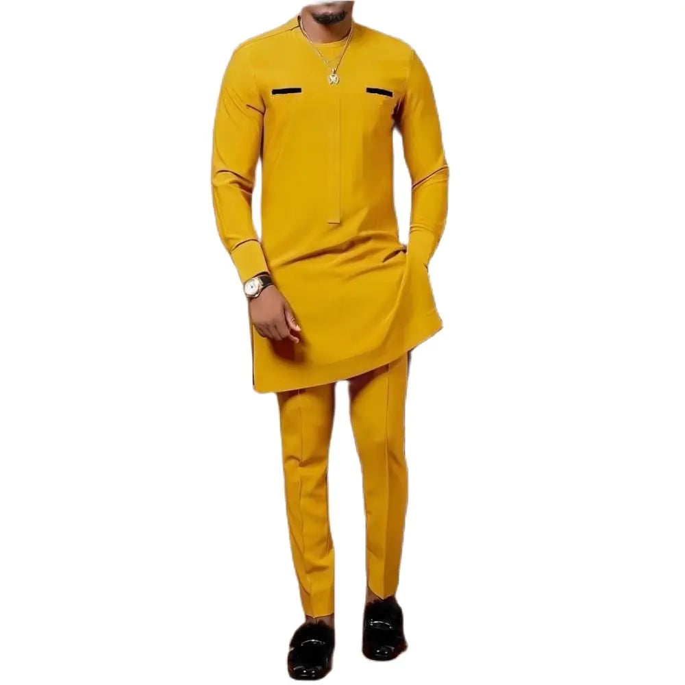 Men's Ginger Long Sleeve Patchwork Top & Trouser Set