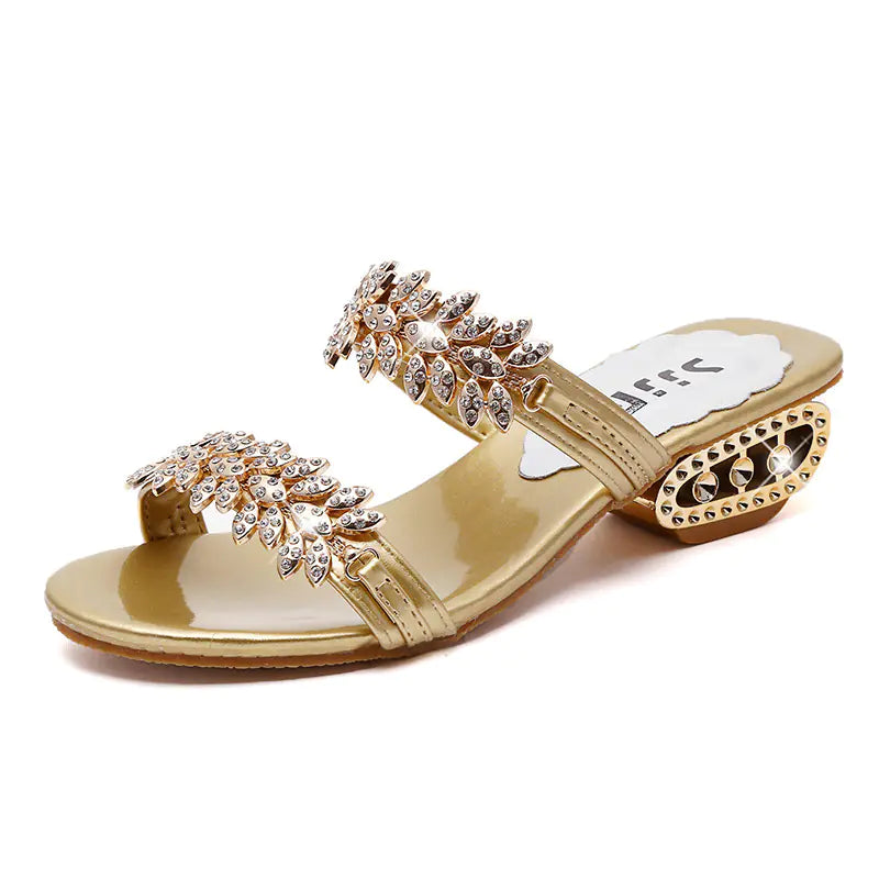 Women's Mid-Heel Floral Sandals and Slippers
