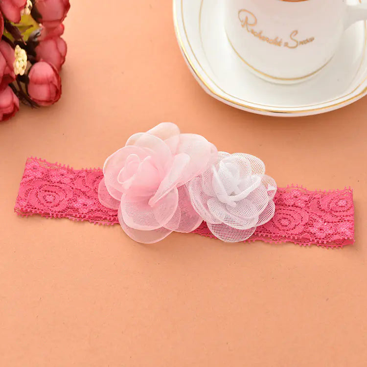 Children's Three-Color Lace Flower Headband Wholesale