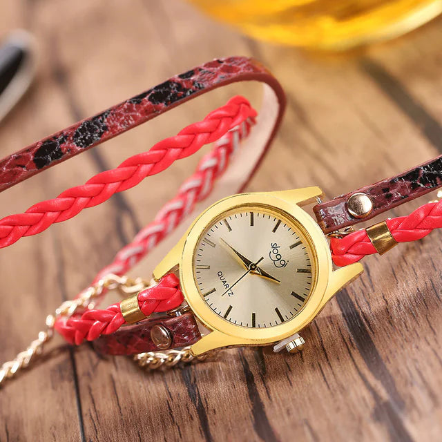 Women's Braided Bracelet Quartz Watch with Alloy Buckle