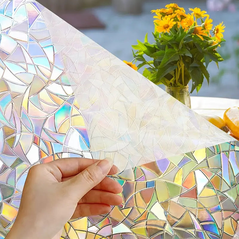 Crescent Privacy Window Film with Geometric Pattern