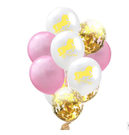 Unicorn Rose Gold Glitter Latex Balloons for Parties