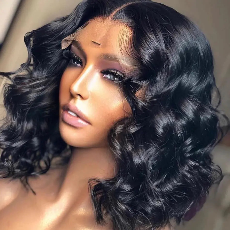 Fashionable Black Lace Front Wig with Waves for Women