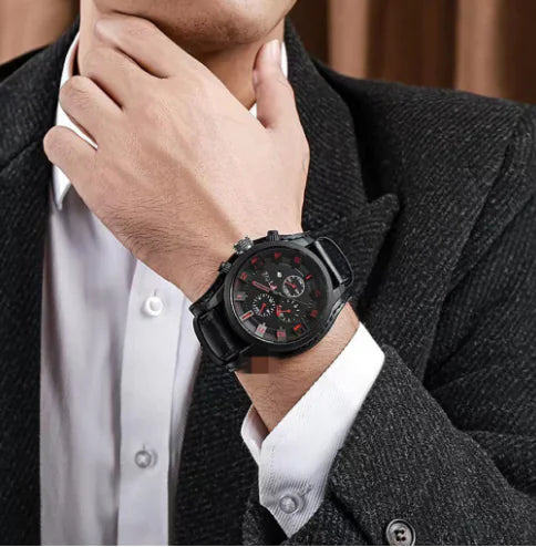 Muniti Quartz Watch - Waterproof Sports Leather Strap