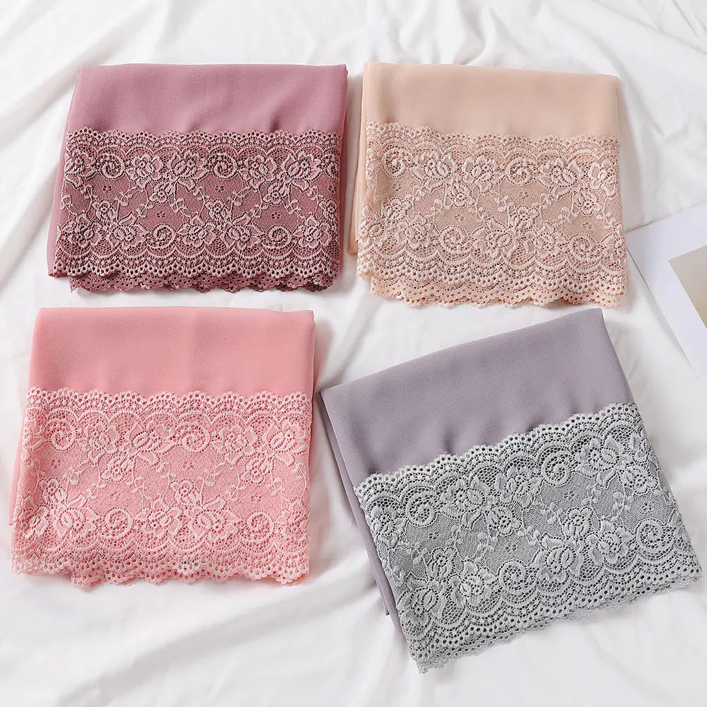 Summer Pearl Chiffon Lace Women's Head Scarf for Travel