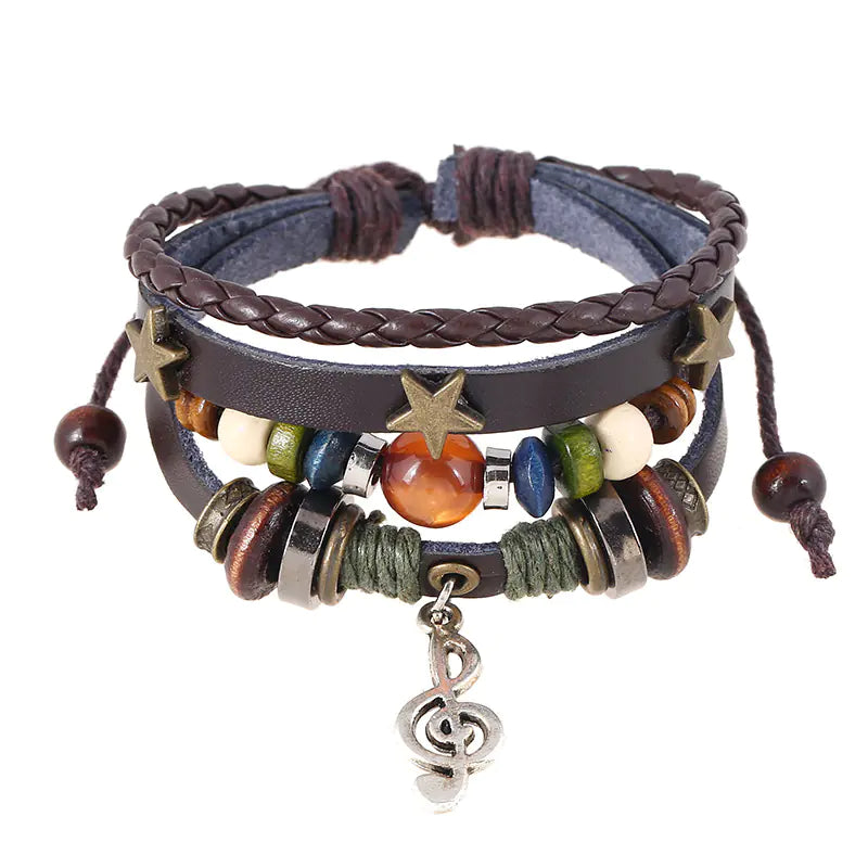 Multi-layer Beaded Leather Bracelet