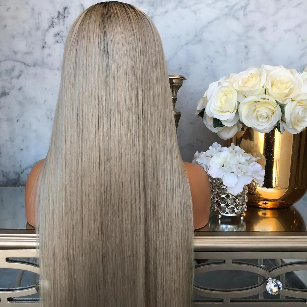 Fashionable Black to Gray Ombre Lace Front Wig for Women