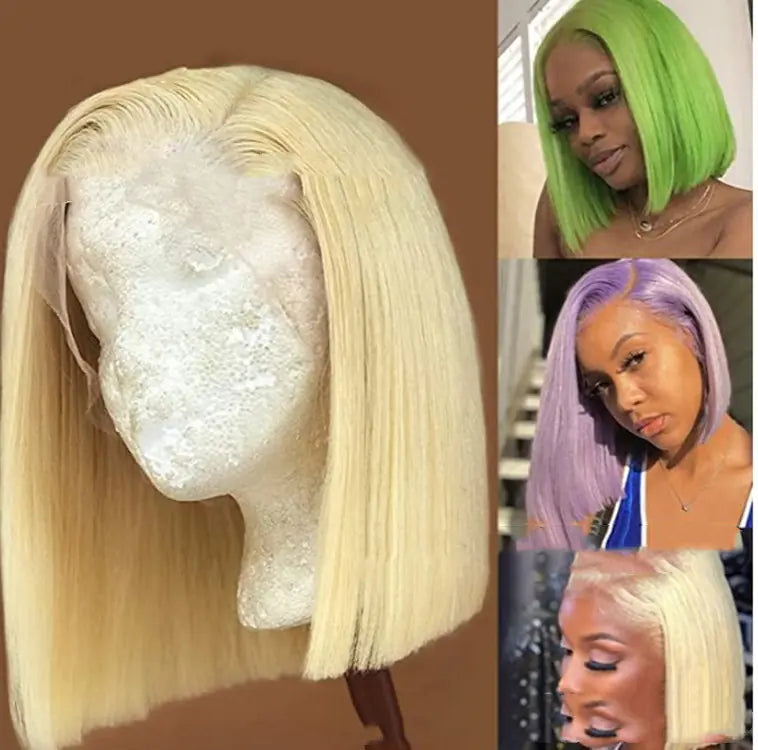 Blonde Front Lace Short Straight Hair (Mid-section)