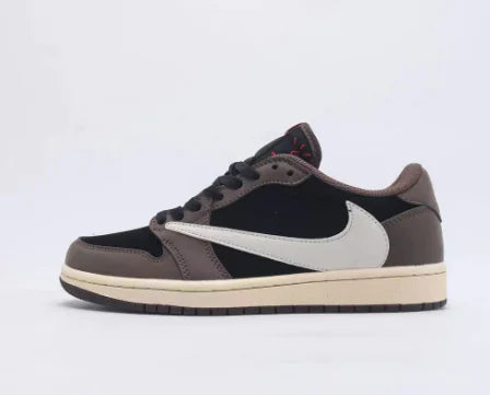 AJ1 Low Sneakers with White Blue Lightning Design