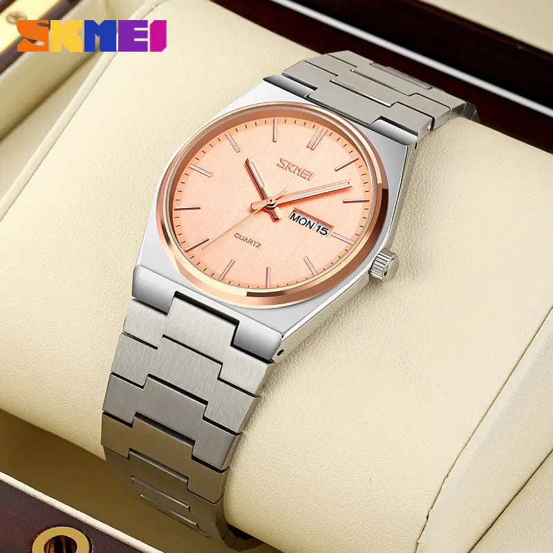 Stylish Men's Steel Band Quartz Watch with Calendar