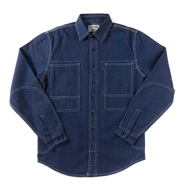 High-Quality Heavy Denim Vintage Work Shirt for Men