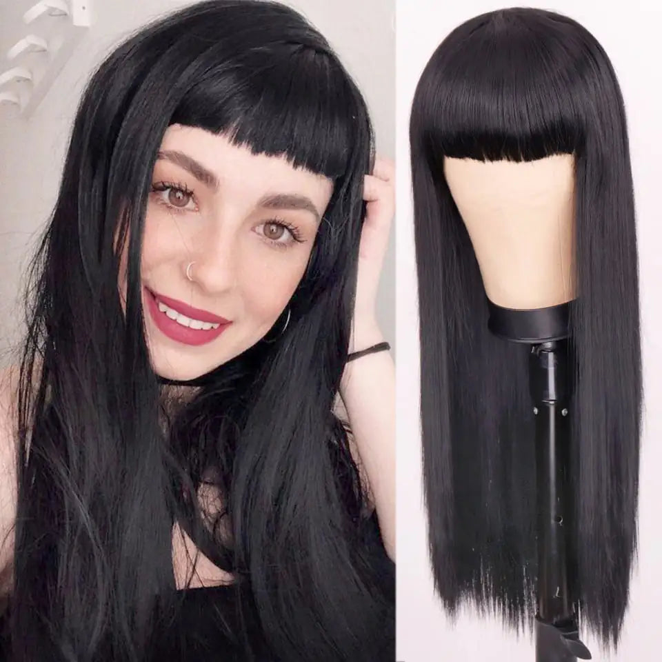 Long Orange Synthetic Wig for Women - Straight Style