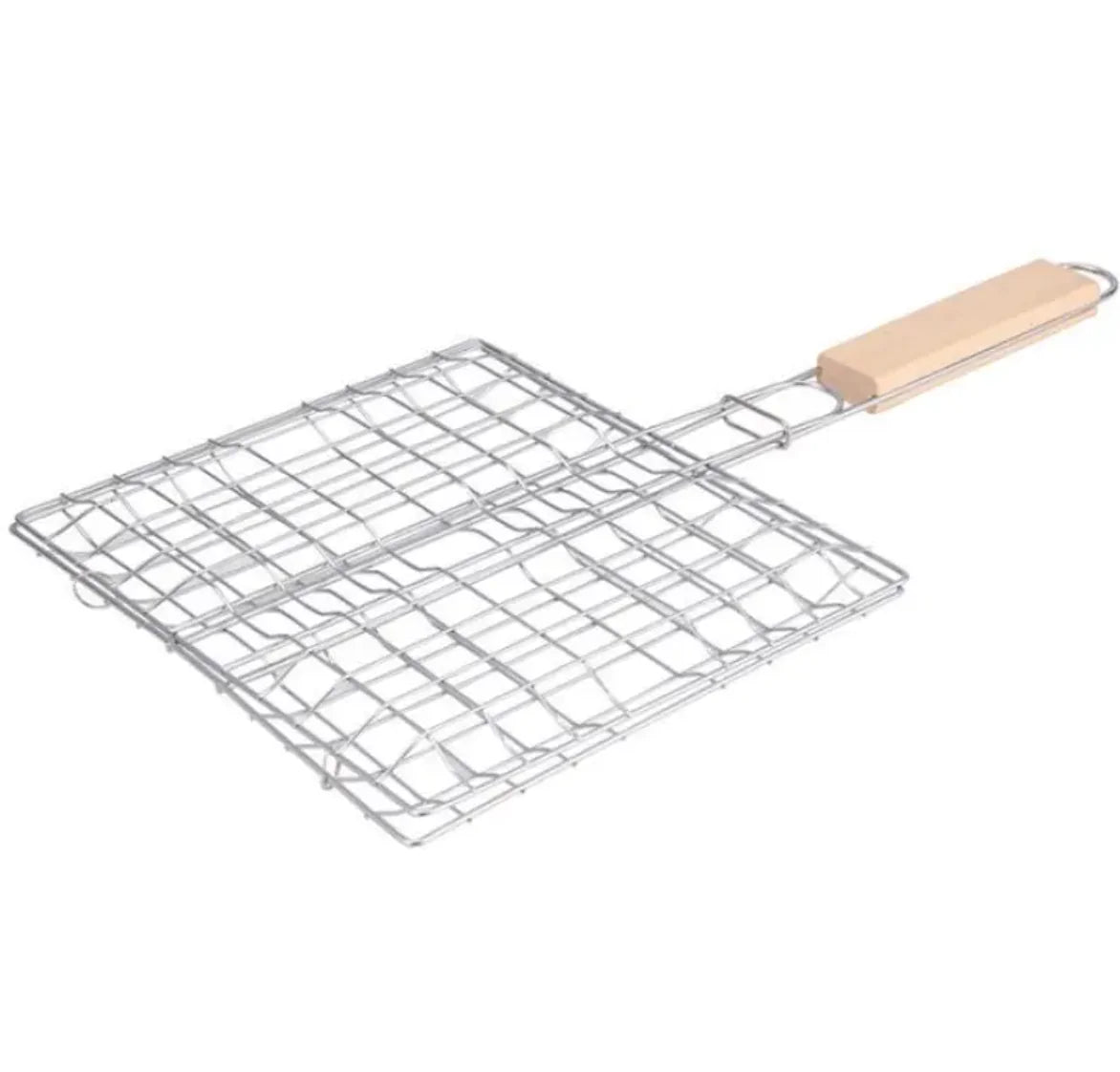Square Outdoor Grill with Wooden Handle