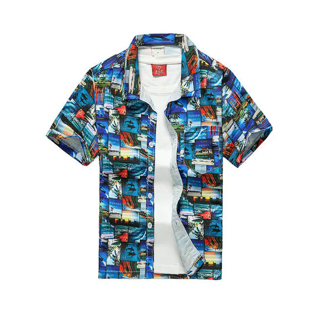 2023 Men's Hawaiian Print Short Sleeve Quick Dry Shirt