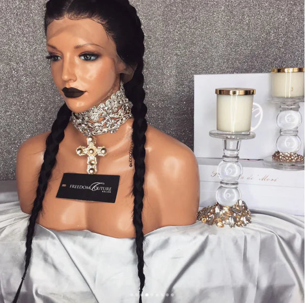 Long Braided Wig with Front Lace - Popular Style