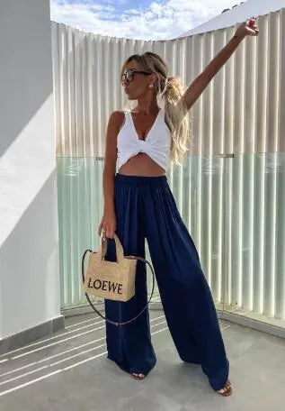 High-Waisted Floor-Length Pants (One Piece)