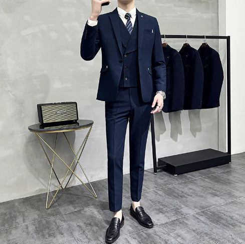 Men's Elegant Business Suit Set - Black / L (One Set)