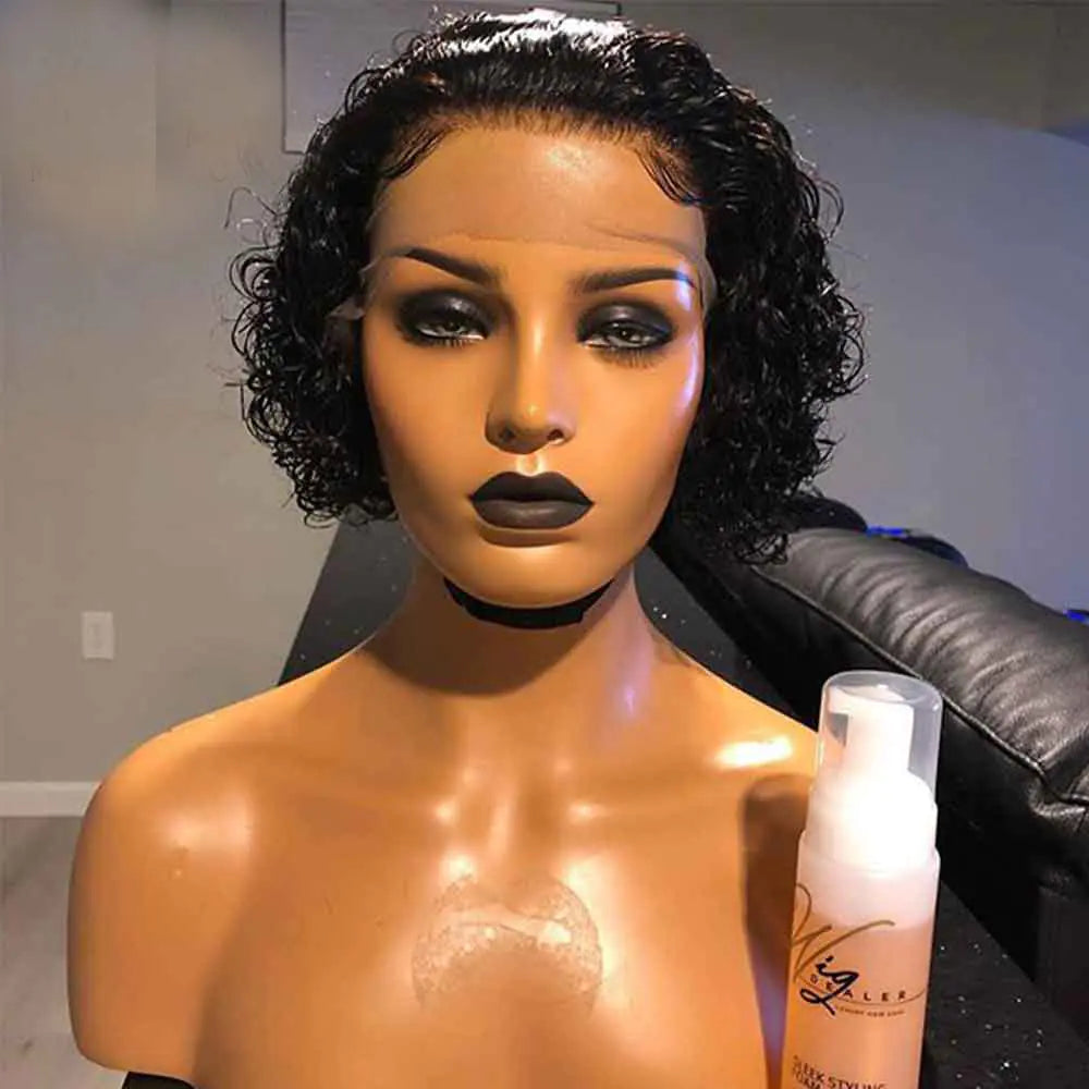 Brazilian 9A Lace Front Curly Wig for Short Hair