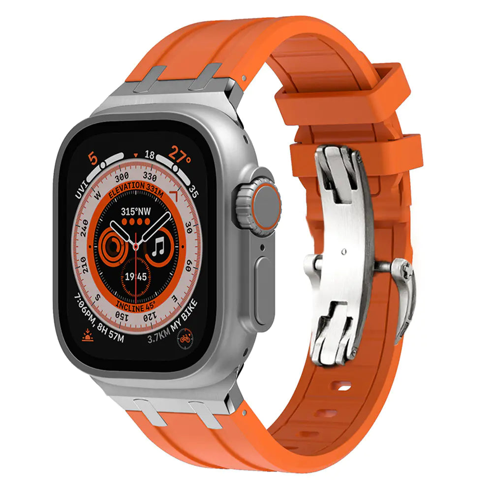 Liquid Silicone Strap with Butterfly Buckle for Apple Watch