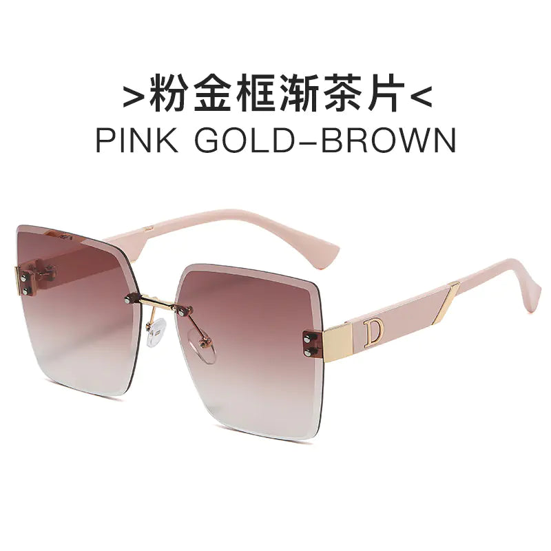 Fashionable Frameless Sunglasses for Women - Oversized