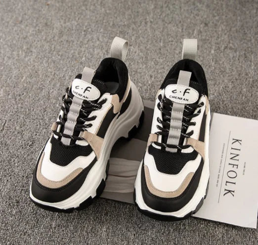 Lace-Up Round Toe Women's Mesh Platform Shoes