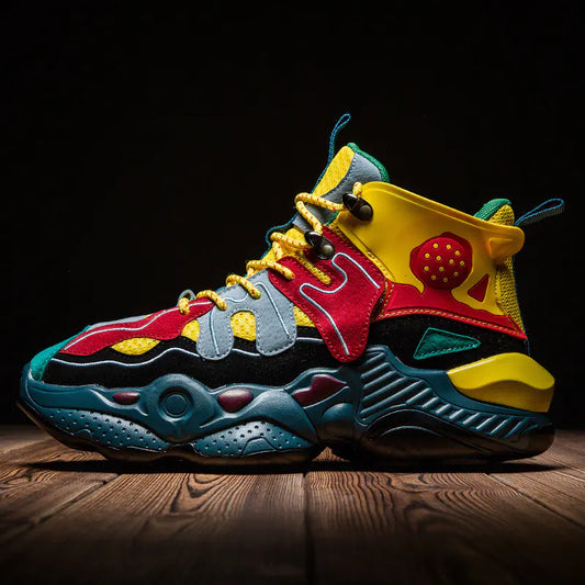 Color Block Sneakers for Men - Dad Shoes with Height Boost