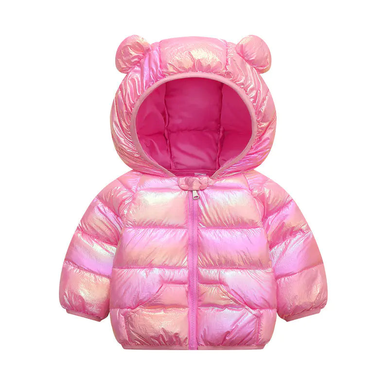Holographic Puffer Jacket for Kids with Hood (One Piece)