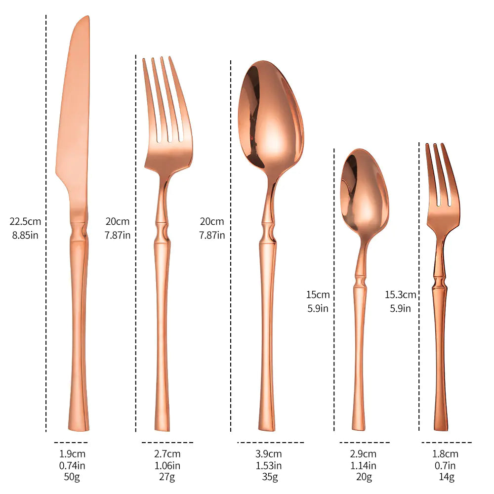 Titanium Coated Stainless Steel Cutlery Set for Dining