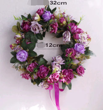 Realistic Silk Rose Wreath for Home Decor and Christmas