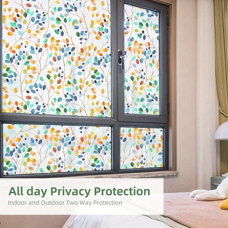 Color Leaf Pattern Privacy Window Film with UV Protection
