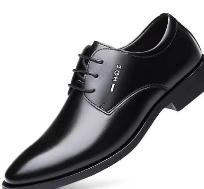 Men's Black Leather Business Dress Shoes (Set)