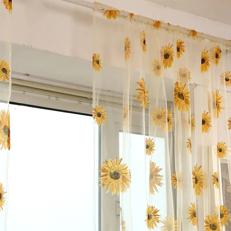 Sunflower Printed Translucent Window Screen for Balcony