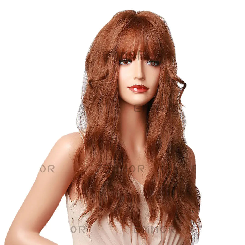 Qi Liuhai Corn Whisk Medium Long Orange Hair Wig