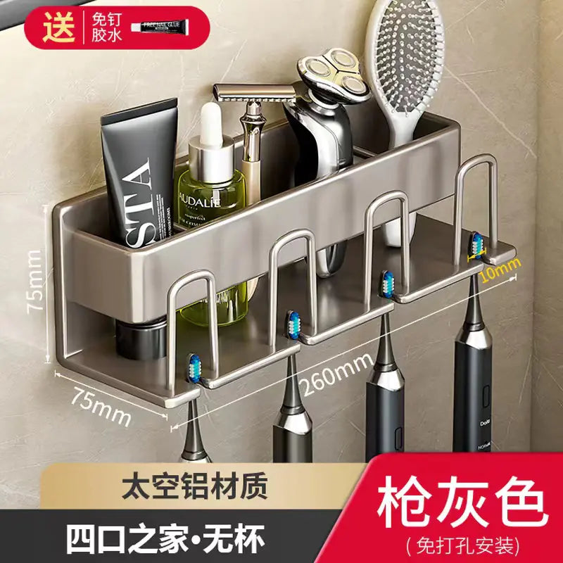 Wall-Mounted Toothbrush and Cup Holder for Bathroom