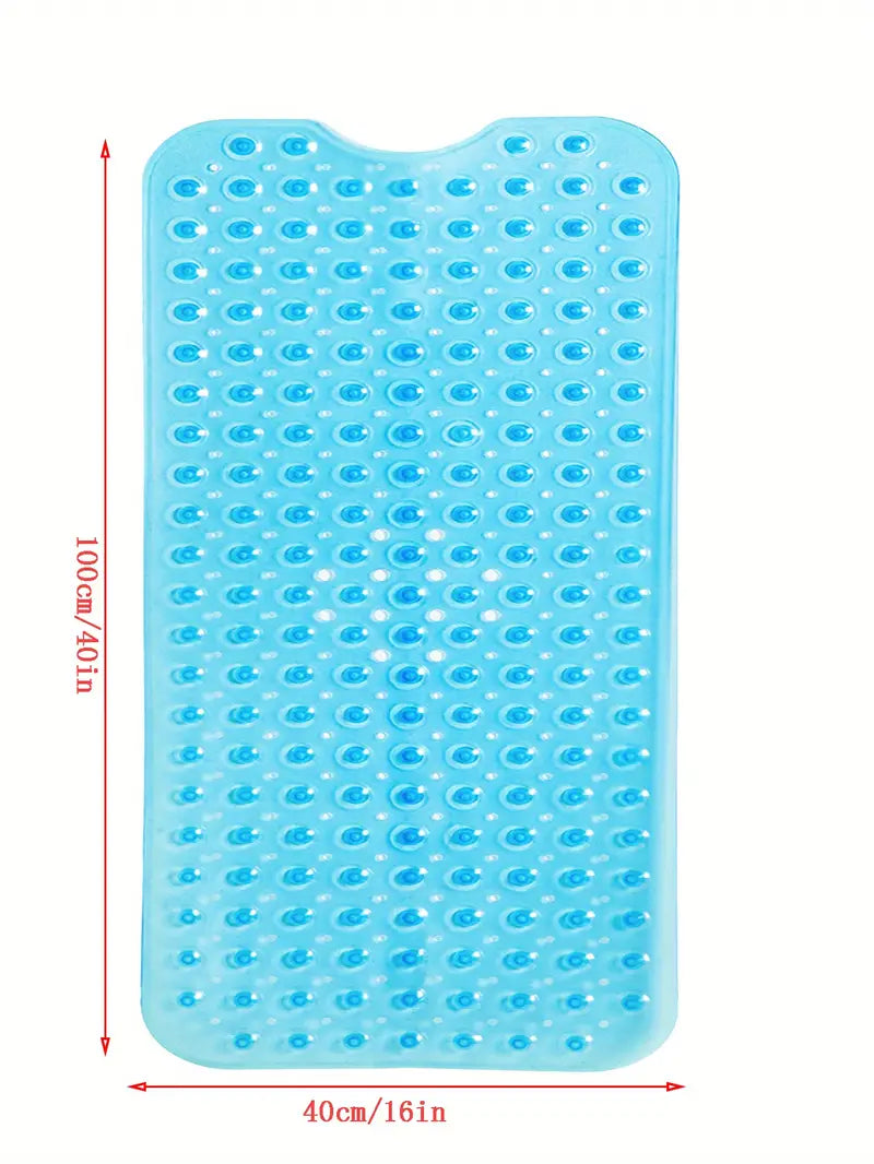 Extra Large Blue Non-Slip Bath Mat with Suction Cups